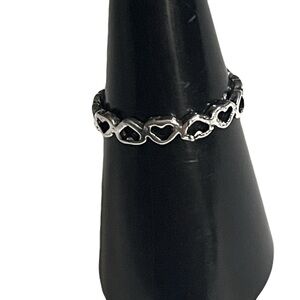 New Sterling Silver Handmade Bohemian Cut Out Heart Petite Minimalist Band Ring